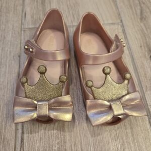 Mini Melissa Rose Gold Crown Maryjanes, 5c (Run Small)